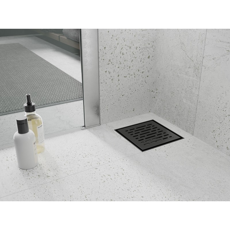 Mexen Flat-Q M01 grindų įleidžiamas kvadratinis trapas 12 x 12 cm, juodas - 1710312
