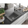 Mexen Elias granitinė vieno dubens plautuvė su džiovykla ir virtuviniu maišytuvu Rita, pilka - 6511-71-670300-00