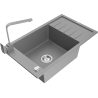 Mexen Elias granitinė vienos sekcijos plautuvė su nusausinimo lentyna ir virtuviniu maišytuvu Rita, pilkas