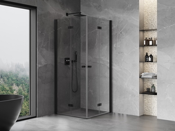 Mexen Mist-F Duo sulankoma dušo kabina 85 x 85 cm, skaidri, juoda - 8A6-085L-085P-70-00