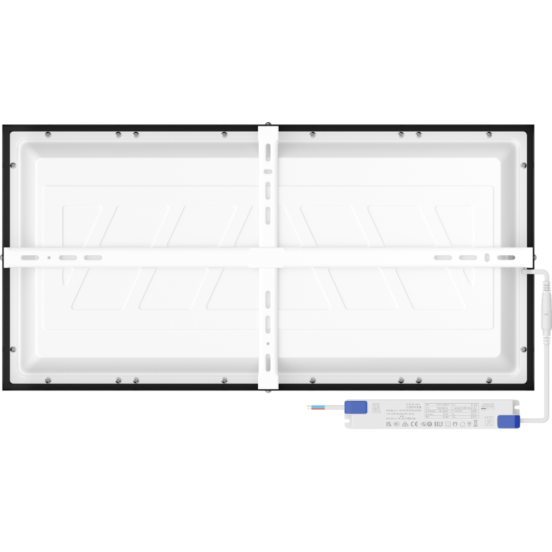 Mexen Brill-S LED lubų šviestuvas paviršinis 60 x 30 cm, 24W, Neutralus - 4000K, 2640 lm, juodas - L207-060-030-2440-70