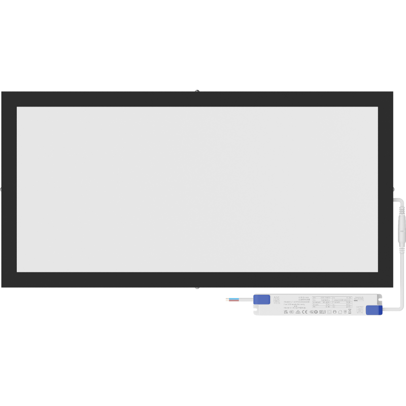 Mexen Brill-S LED lubų šviestuvas paviršinis 60 x 30 cm, 24W, Neutralus - 4000K, 2640 lm, juodas - L207-060-030-2440-70
