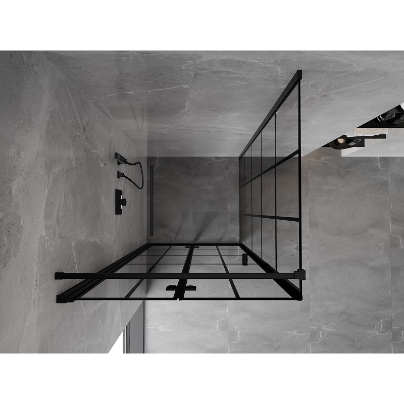 Mexen Mist-F sulankstomas dušo kabina kairė 90 x 90 cm, juoda tinklelis, juoda - 8A6T-090-090-70-77-L