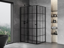 Mexen Mist-F sulankstoma dušo kabina kairė 80 x 120 cm, juodas tinklelis, juoda - 8A6T-080-120-70-77-L