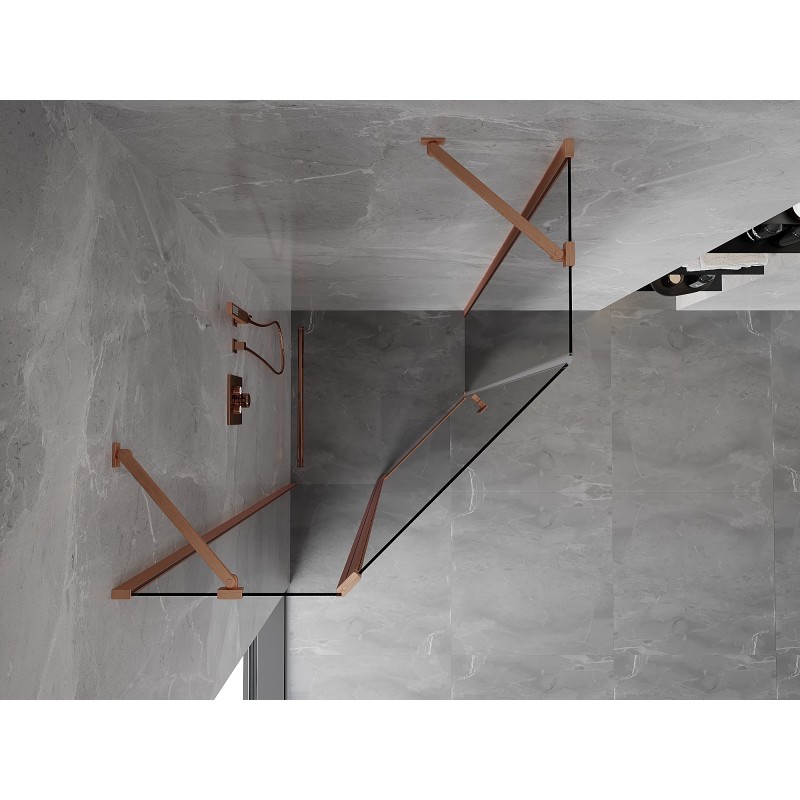 Mexen Mist penkiakampė dušo kabina su varstomomis durimis 80 x 80 cm, skaidri, šlifuotas varis - 8A8-080-080-65-00