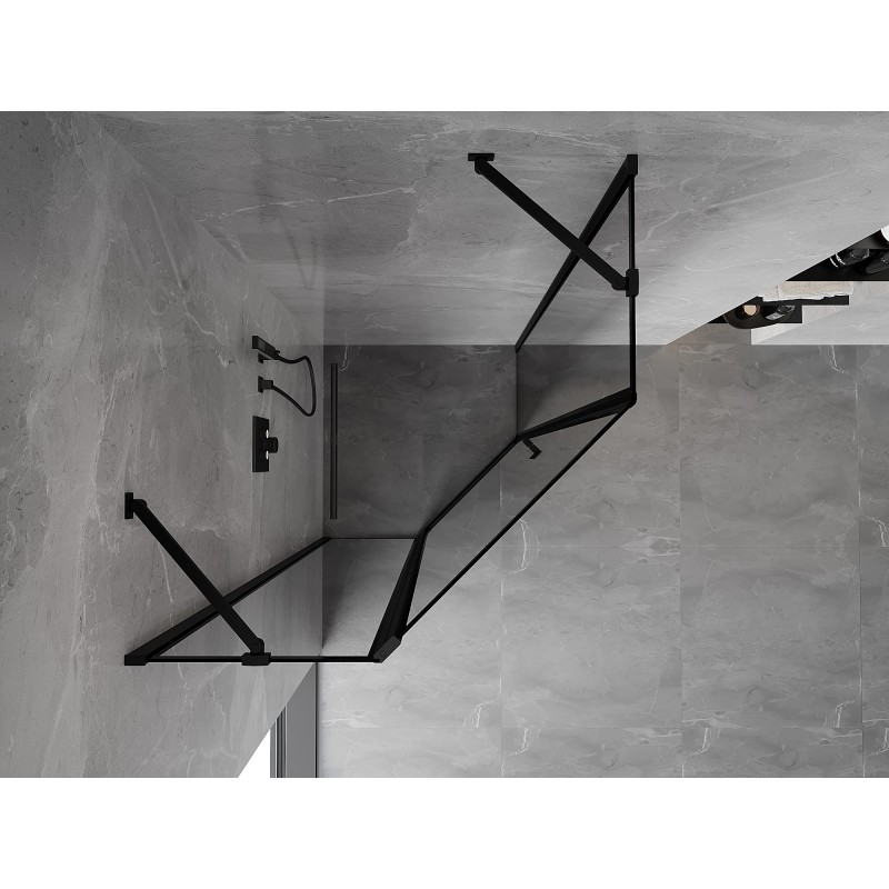 Mexen Mist kabinų penkiakampė atveriama kairė 90 x 90 cm, juodas rėmelis, juodas - 8A8-090-090-70-70-L