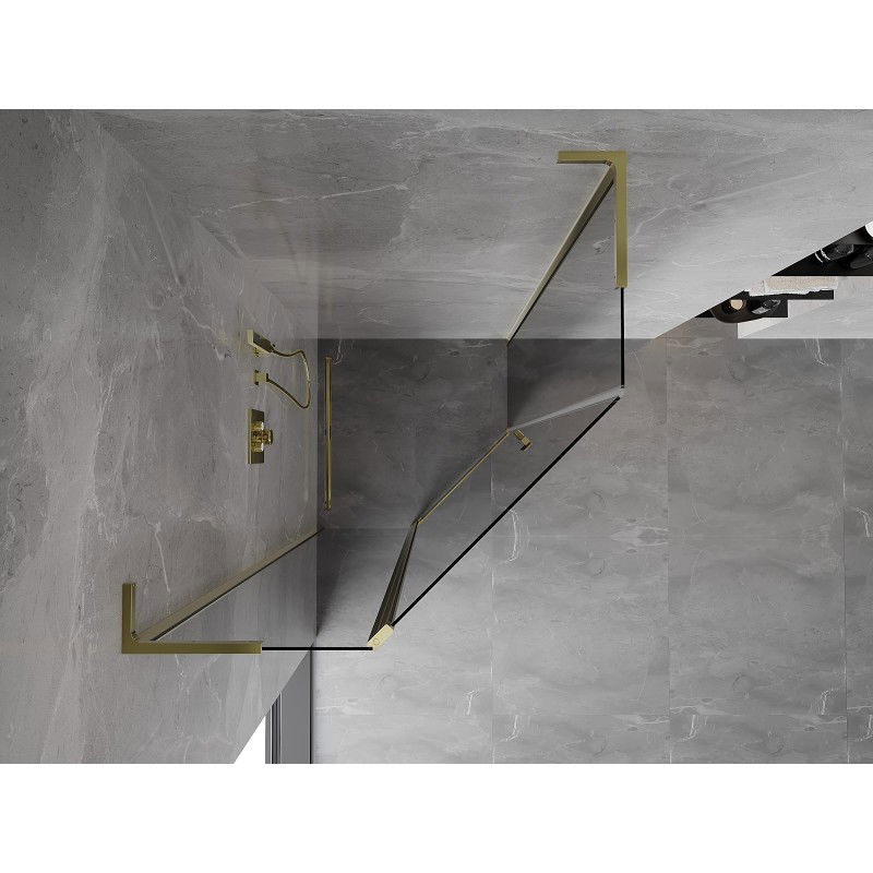 Mexen Mist L penkiakampė dušo kabina su vyriomis durimis 80 x 80 cm, skaidri, auksinė - 8A8L-080-080-50-00