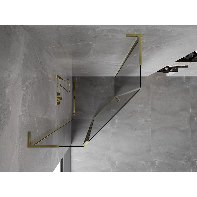 Mexen Mist L penkiakampė dušo kabina su atveriamomis durimis 100 x 100 cm, permatoma, auksinė - 8A8L-100-100-50-00