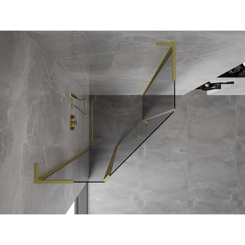 Mexen Mist L penkiakampė atveriama dušo kabina 90 x 90 cm, permatoma, auksinė šlifuota - 8A8L-090-090-55-00
