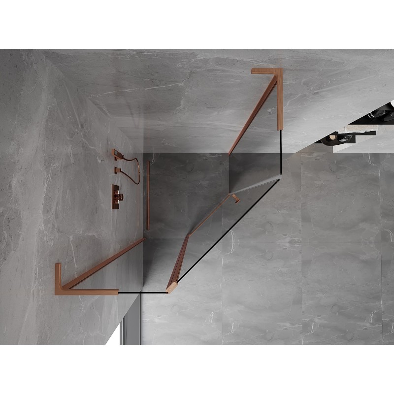 Mexen Mist L penkiakampė dušo kabina su varstomomis durimis 90 x 90 cm, permatoma, šlifuota varis - 8A8L-090-090-65-00