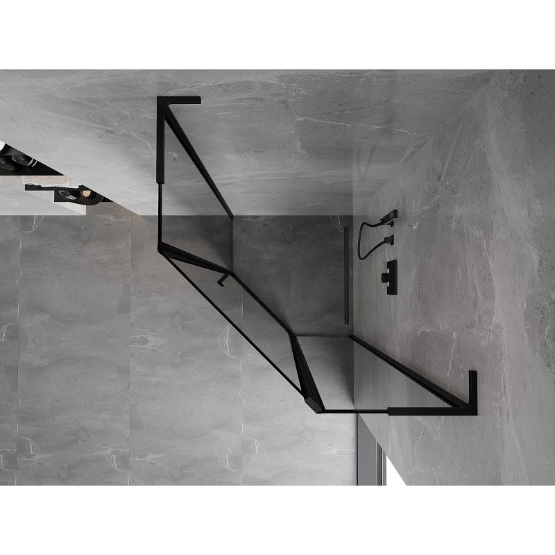 Mexen Mist L penkiakampė dušo kabina, dešinė atidaroma 80 x 80 cm, juodas rėmas, juoda - 8A8L-080-080-70-70-P