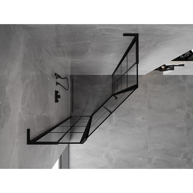 Mexen Mist L penkiakampė atveriama dešinė dušo kabina 90 x 90 cm, juodas tinklelis, juoda - 8A8L-090-090-70-77-L