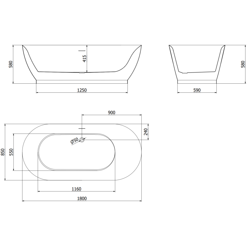 Mexen Roxy laisvai pastatoma vonia 180 x 85 cm, balta, perteklius chromas - 51201808500-01