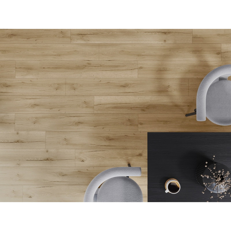 Mexen Buffalo vinilinių LVT Dryback 2,5 mm plokščių pavyzdys, PVC pagrindas, 4 V-grioveliai, ąžuolas - F1307-S