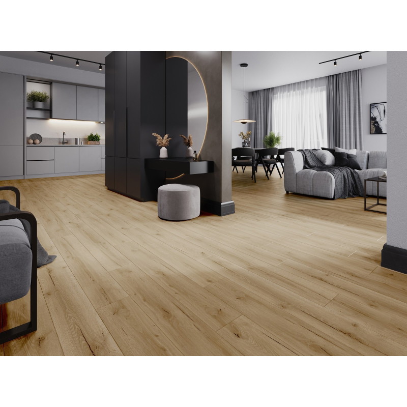 Mexen Buffalo vinilinių LVT Dryback 2,5 mm plokščių pavyzdys, PVC pagrindas, 4 V-grioveliai, ąžuolas - F1307-S