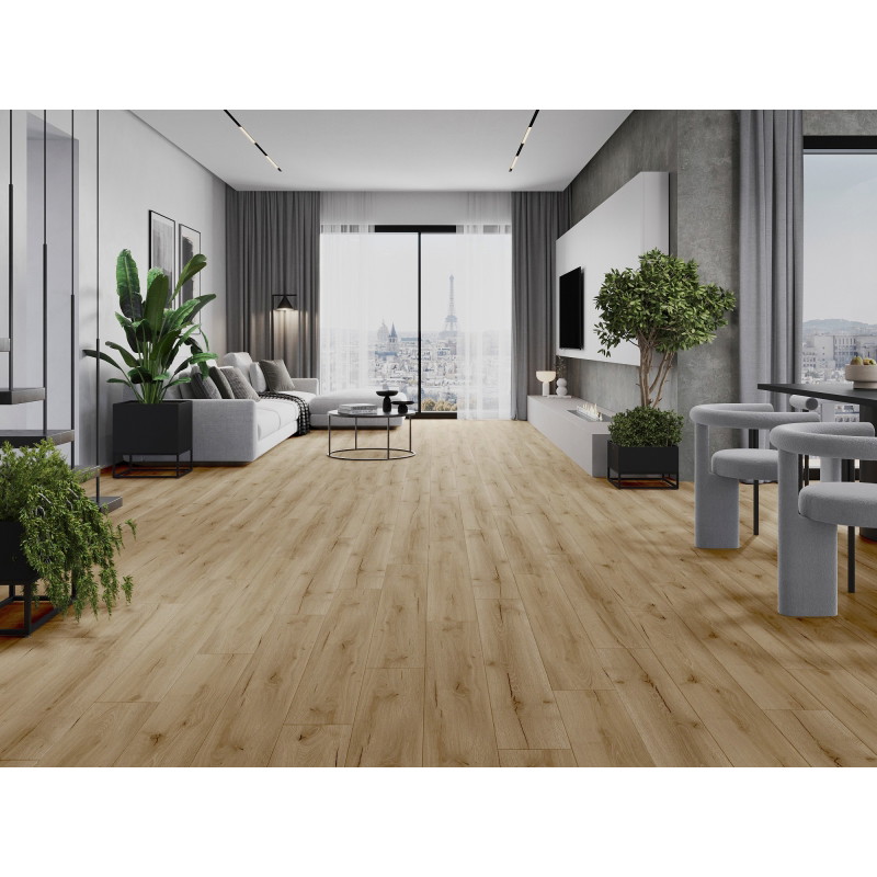 Mexen Buffalo vinilinių LVT Dryback 2,5 mm plokščių pavyzdys, PVC pagrindas, 4 V-grioveliai, ąžuolas - F1307-S