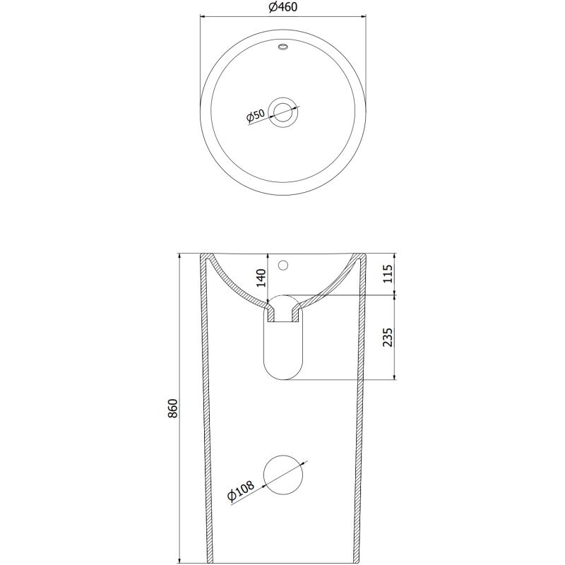 Mexen Nerda 46 x 46 cm laisvai stovintis praustuvas, juodas matinis - 26084670