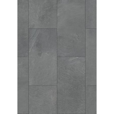 Mexen Grey Dark LVT Dryback 2,5 mm vinilinės grindų dangos pavyzdys, PVC paklotas, 4 pusių V formos nuožula, skalūnas