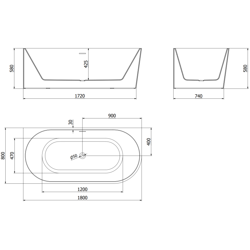 Mexen Mia laisvai pastatoma kampinė vonia kairėje 180 x 80 cm, balta, gun metal perpylimas - 52691808000L-95