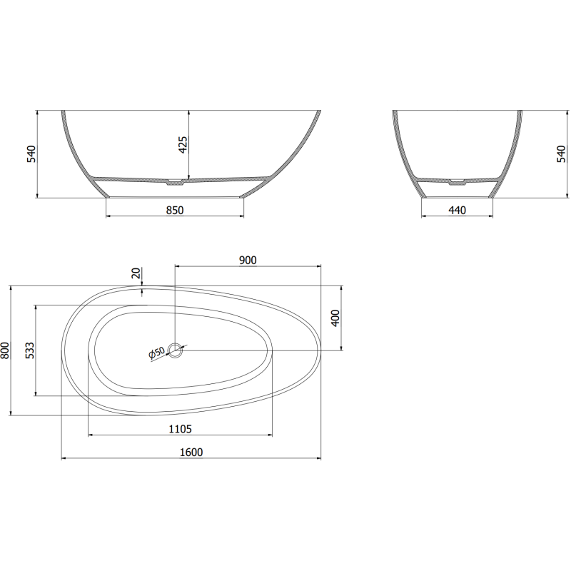 Mexen Glass juoda laisvai pastatoma skaidri vonia 160 x 80 cm, chromo kamštis - 58061608013