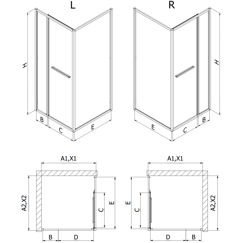 Mexen Linea 80 x 90 cm stumdomas dušo kabinas, skaidrus, chromuotas - 8E1-080-090-01-01