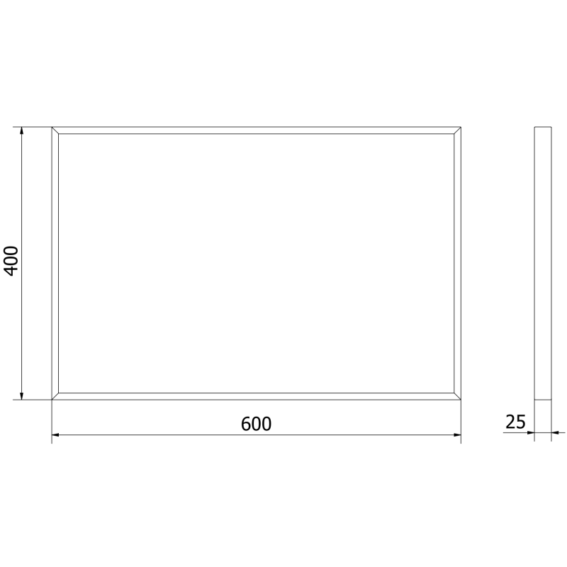 Mexen Loft stačiakampis vonios kambario veidrodis 60 x 40 cm, juodas rėmelis - 9852-060-040-000-70