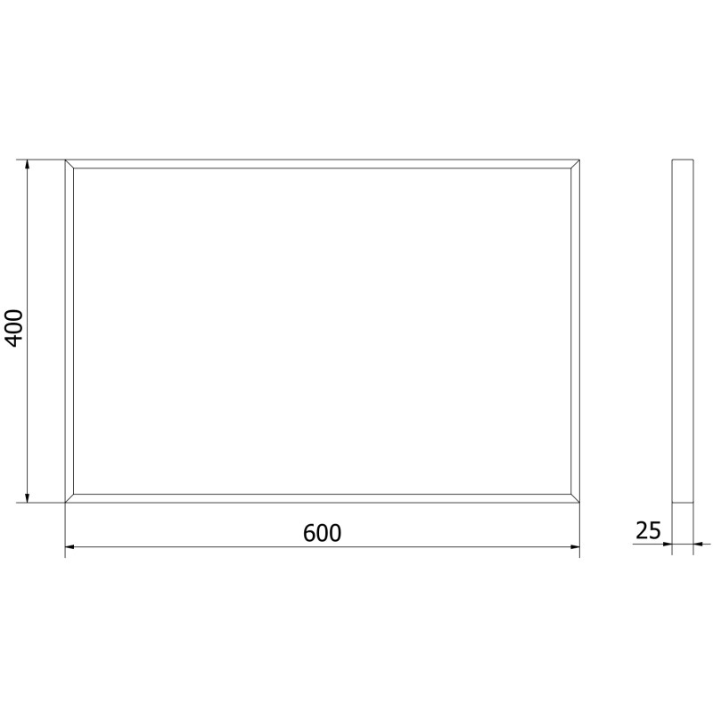 Mexen Loft stačiakampis vonios veidrodis 60 x 40 cm, juodas rėmas - 9852-060-040-000-70