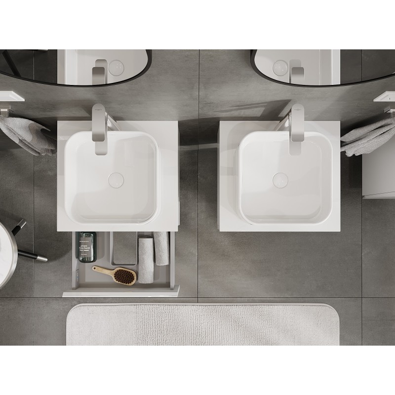 Mexen Orio vonios kambario spintelė 50 cm su stalviršiu, 1 stalčius, balta blizgi - 91A10-05023-1-BFC00