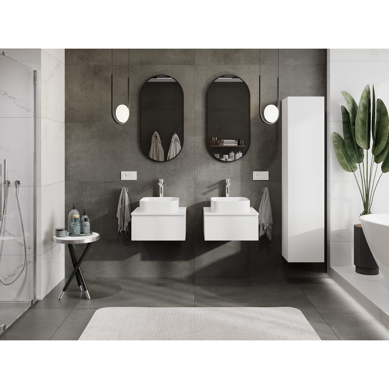 Mexen Orio vonios spintelė po praustuvu 50 cm su stalviršiu, 1 stalčius, baltas matinis - 91A10-05023-1-BFC01