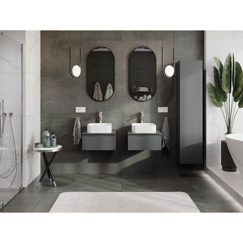 Mexen Orio vonios spintelė po praustuvu 50 cm su stalviršiu, 1 stalčius, grafitas matinis - 91A10-05023-1-BFC66