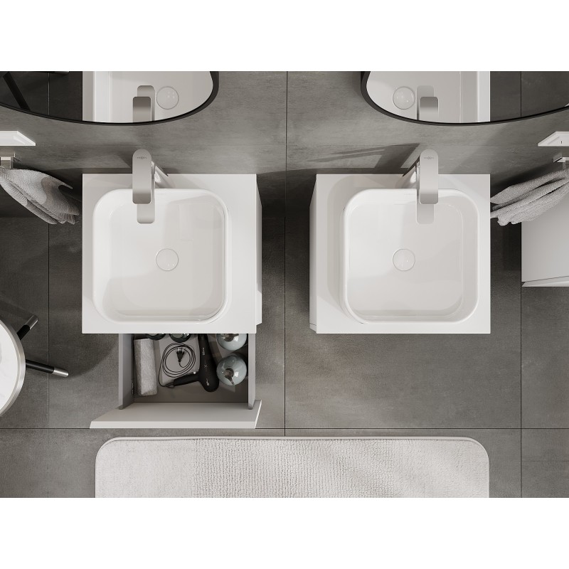 Mexen Orio vonios kambario spintele po kriaukle 50 cm su stalviršiu, 1 stalčius, balta matinė - 91A10-05047-1-BFC01