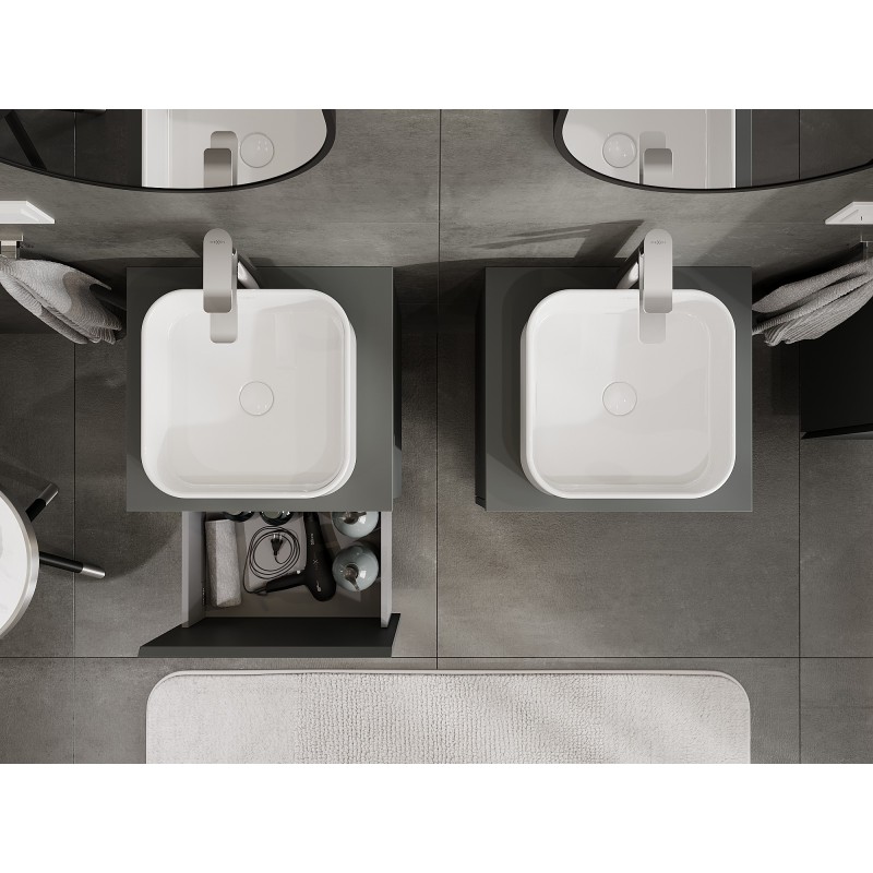 Mexen Orio vonios kambario spintelė su stalviršiu 50 cm, 1 stalčius, grafito matas - 91A10-05047-1-BFC66