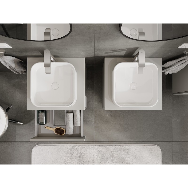 Mexen Orio vonios spintelė po praustuvu 50 cm su stalviršiu, 2 stalčiai, pilka matinė - 91A10-05047-2-BFFC62