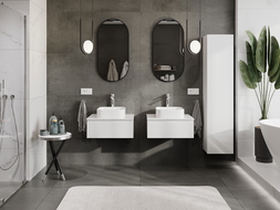 Mexen Orio vonios kambario spintelė po kriaukle 60 cm su stalviršiu, 1 stalčius, blizgi balta - 91A10-06023-1-BFC00