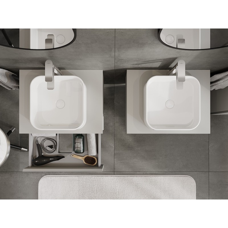 Mexen Orio vonios spintelė po praustuvu 60 cm su stalviršiu, 1 stalčius, pilkai matinė - 91A10-06023-1-BFC62