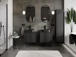 Mexen Orio vonios kambario spintelė po praustuvu, 60 cm, su stalviršiu, 1 stalčius, juoda matinė - 91A10-06047-1-BFC71