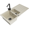 Mexen Andres granitinė 1,5 skylių plautuvė su nutekėjimu ir virtuviniu maišytuvu Rita, smėlio spalvos - 6515-69-670300-70