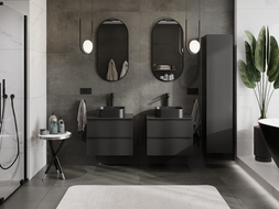 Mexen Orio vonios spintelė praustuvui 60 cm su stalviršiu, 2 stalčiai, juoda mat - 91A10-06047-2-BFFC71