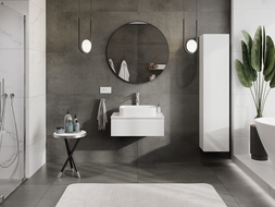 Mexen Orio vonios kambario spintelė po praustuvu 70 cm su stalviršiu, 1 stalčius, blizgi balta - 91A10-07023-1-BFC00