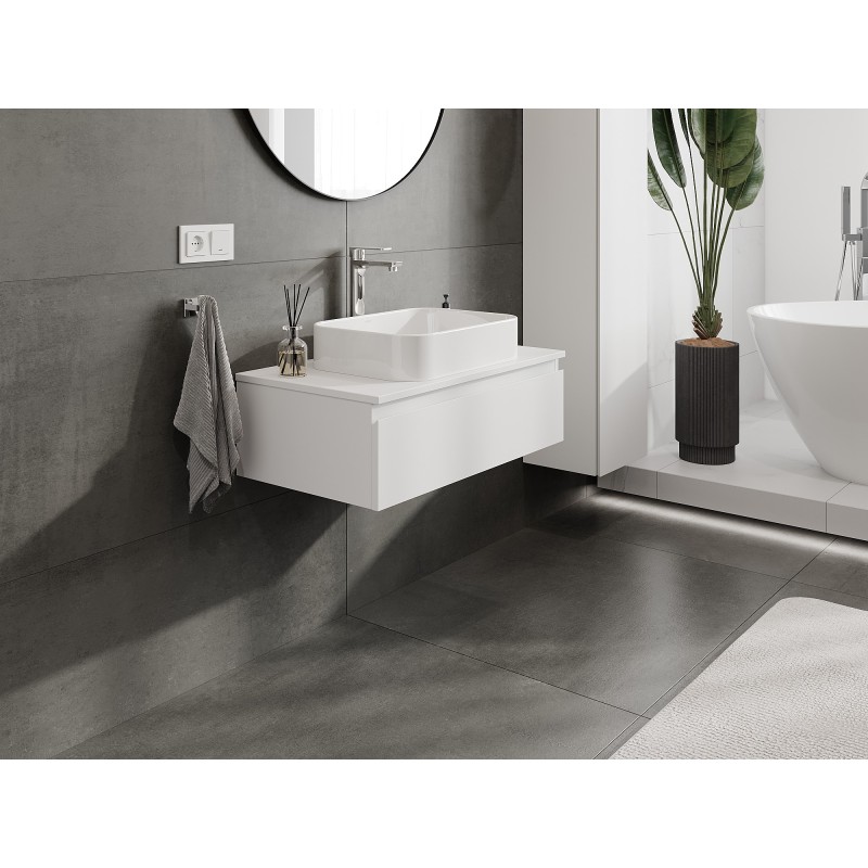 Mexen Orio vonios spintelė po kriaukle 80 cm su stalviršiu, 1 stalčius, balta matinė - 91A10-08023-1-BFC01