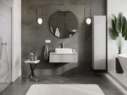 Mexen Orio vonios spintelė po praustuvu 80 cm su stalviršiu, 1 stalčius, pilka matinė - 91A10-08023-1-BFC62