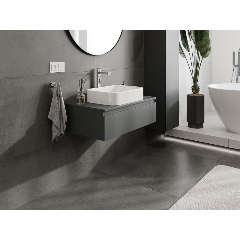 Mexen Orio vonios spintelė po praustuvu 80 cm su stalviršiu, 1 stalčius, matinė grafito - 91A10-08023-1-BFC66