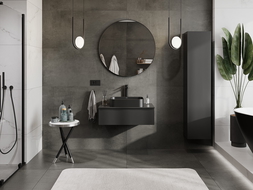 Mexen Orio vonios spintelė su stalviršiu po praustuvu 80 cm, 1 stalčius, juoda matinė - 91A10-08023-1-BFC71