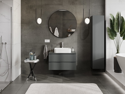 Mexen Orio vonios spintelė po kriaukle 80 cm su stalviršiu, 2 stalčiai, grafitas matinis - 91A10-08047-2-BFFC66