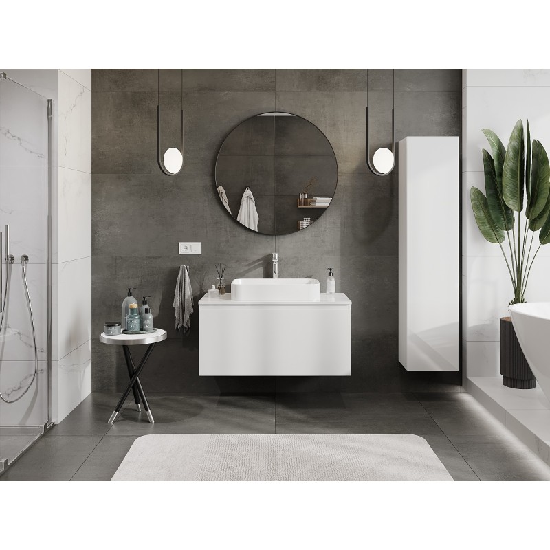 Mexen Orio vonios spintelė po praustuvu 100 cm su stalviršiu, 1 stalčius, blizgi balta - 91A10-10047-1-BFC00