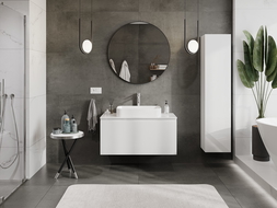 Mexen Orio vonios spintelė po praustuvu 100 cm su stalviršiu, 1 stalčius, blizgi balta - 91A10-10047-1-BFC00