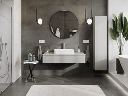 Mexen Orio vonios kambario spintelė po praustuvu 120 cm su stalviršiu, 1 stalčius, pilka matinė - 91A10-12023-1-BFC62