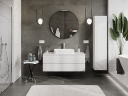 Mexen Orio vonios spintelė po praustuvu 120 cm su stalviršiu, 2 stalčiai, balta blizgi - 91A10-12047-2-BFFC00