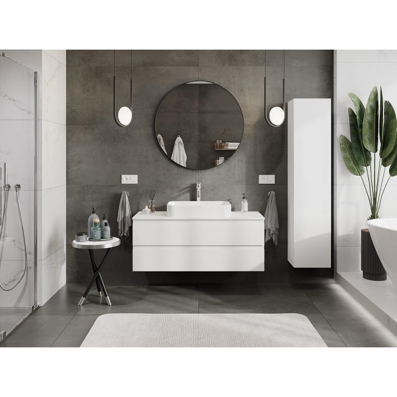 Mexen Orio vonios spintelė po kriaukle 120 cm su stalviršiu, 2 stalčiai, balta matinė - 91A10-12047-2-BFFC01