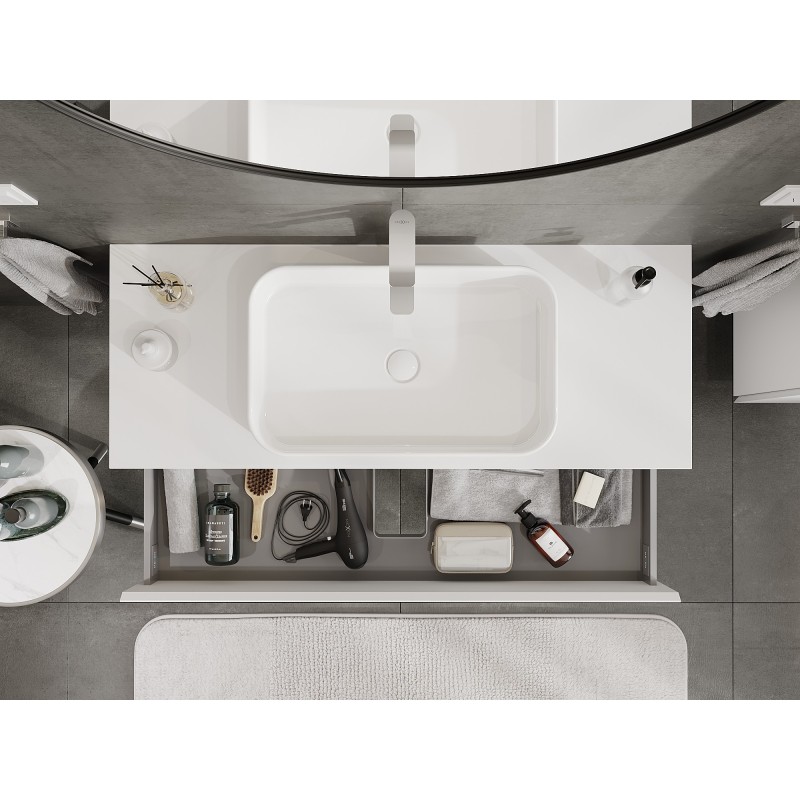 Mexen Orio vonios spintelė po kriaukle 120 cm su stalviršiu, 2 stalčiai, balta matinė - 91A10-12047-2-BFFC01